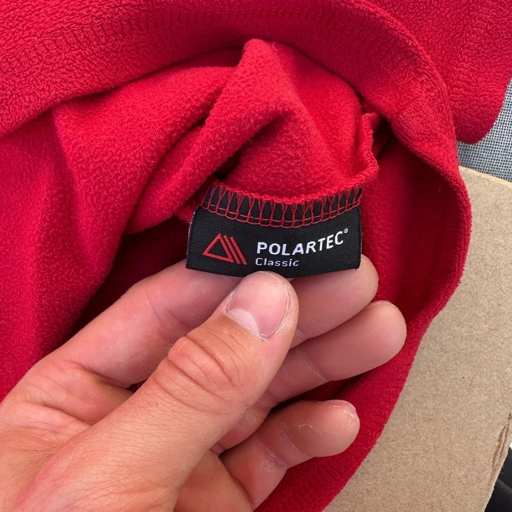 The North Face Mens TKA 100 Polartec Quarter Zip Fleece Pullover Red Medium